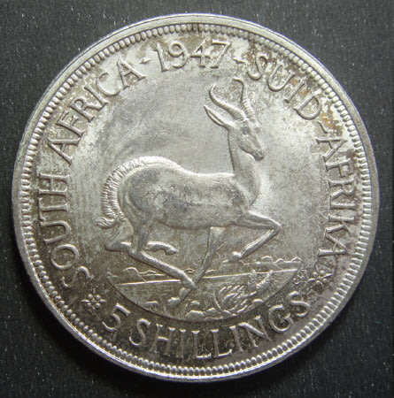 Union of South Africa: High Grade Silver Crown (5/-) of 1947