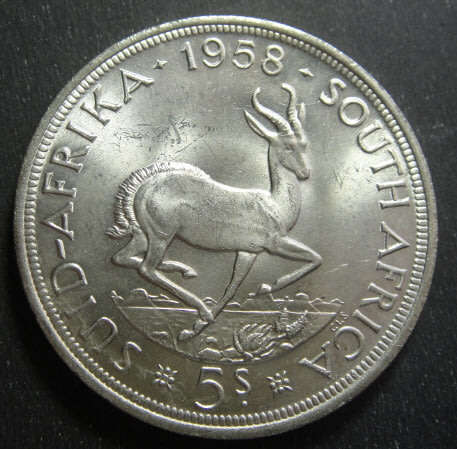 Union of South Africa: High Grade Silver Crown (5/-) of 1958