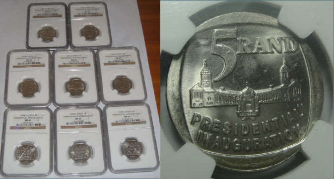 8 x RSA 1994 R5 (Presidential Inauguration): NGC graded from AU55 up to MS65