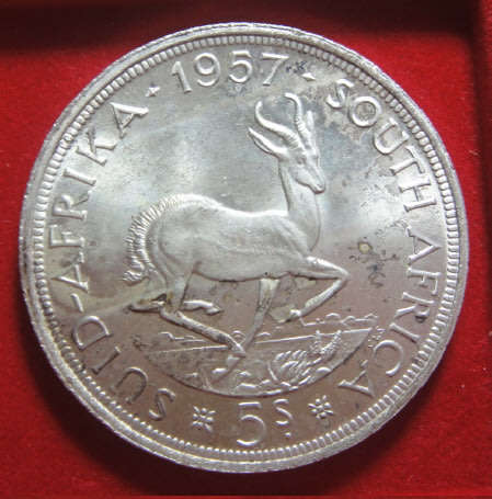Union of South Africa: High Grade Silver Crown (5/-) of 1957