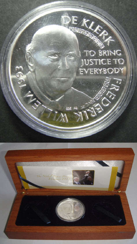Mint of Norway: Nelson Mandela & FW de Klerk Peace Prize: Silver 1 Oz Medal