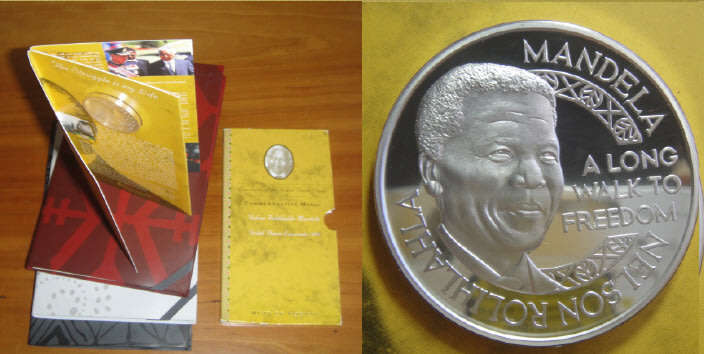 Mint of Norway : Nelson Mandela Silver 1 OZ Medal with three Mandela Note Books