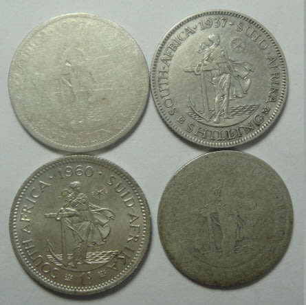 Union of South Africa: Four Silver Shillings (1927, 1937, 1944 & 1960)