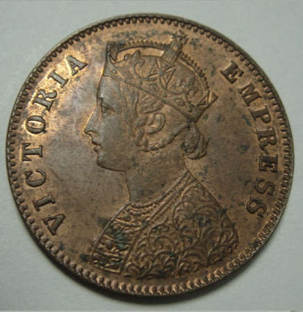 Lustrous : India: Queen Victoria, Quarter Anna of 1897