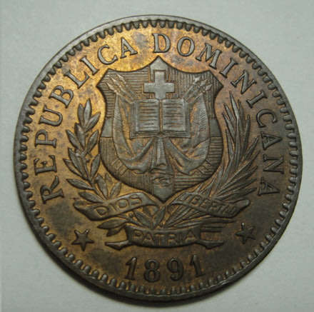 Lustrous : Dominica: Five Centesimos of 1891