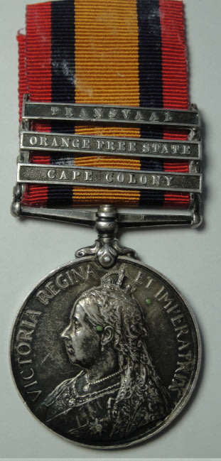 Queens Anglo Boer War Medal to 650 Pte. O.H.C. Gamble (City Imperial Volunteers) with 3 Bars