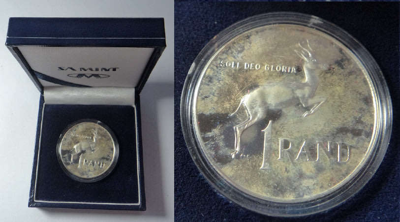 Republic of South Africa: Proof Silver R1 of 1982 (Springbuck)