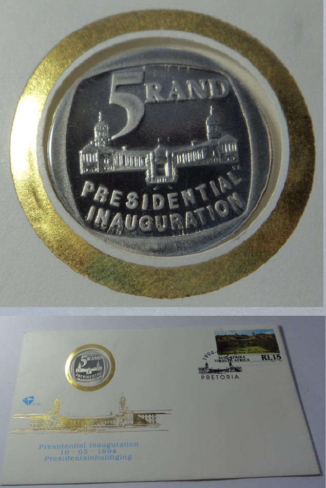 Rep. South Africa: 6.3c First Day Cover with PROOF Presidential Inauguration R5 of 1994