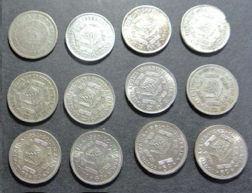 South African Silver Sixpences & Silver 5c pieces 1924--1962