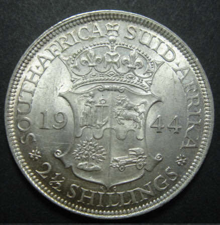 Union of South Africa: Half Crown (2/6-) of 1944 (Lustrous High Grade)