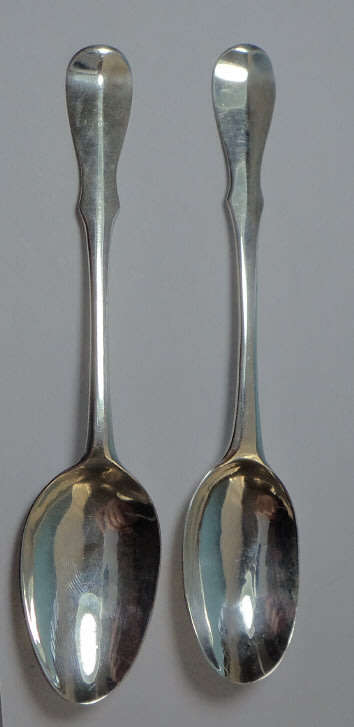 Two Georgian Scottish Silver Teaspoons, rare Scottish Fiddle Pattern, both Edinburgh circa 1760