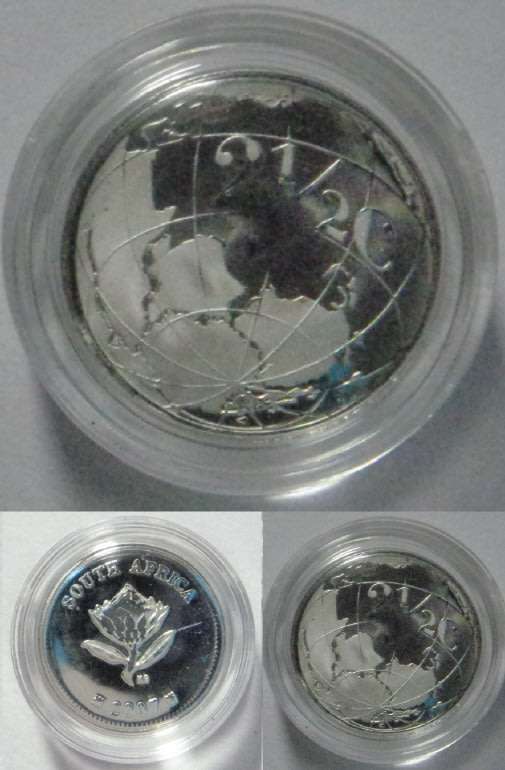 Republic of South Africa: Proof Tickey (Silver 2.5c) of 2007 (International Polar Year)
