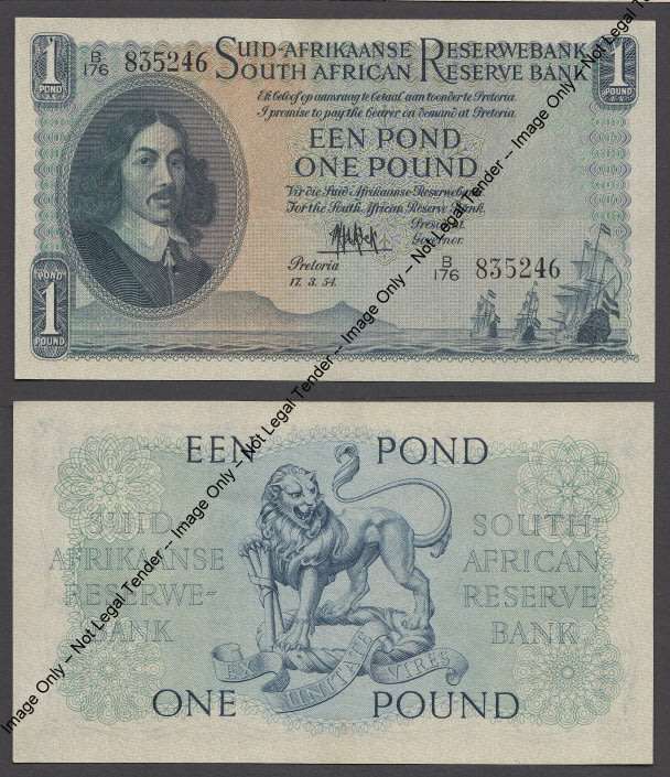 Union of South Africa: Een Pond // One Pound 17.3.1954