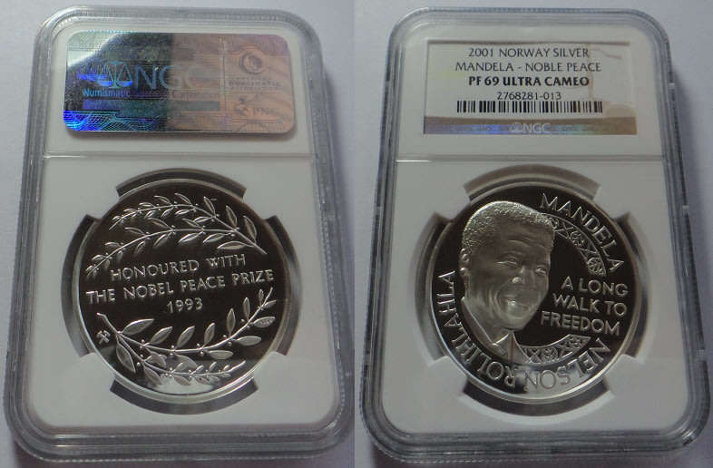 Mint of Norway: Mandela Nobel Peace Prize: 2001 Silver Medallion