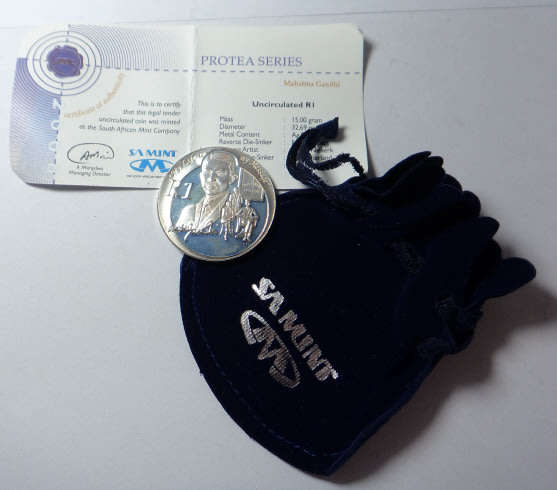 Republic of South Africa : Silver R1 of 2008 (Gandhi) UNCIRCULATED