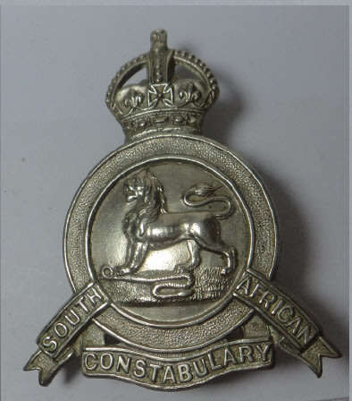 South African Constabulary, White Metal Slouch Hat Badge with Solid Center, worn 1902-1908