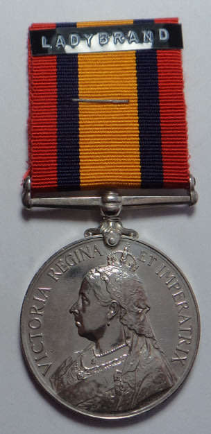 Anglo Boer War Queens Medal to R. Reynolds, Ladybrand Town Guard