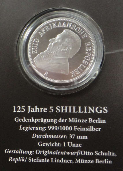 Silver 1OZ Paul Kruger 5-Shillings struck by Berlin Mint in 2017