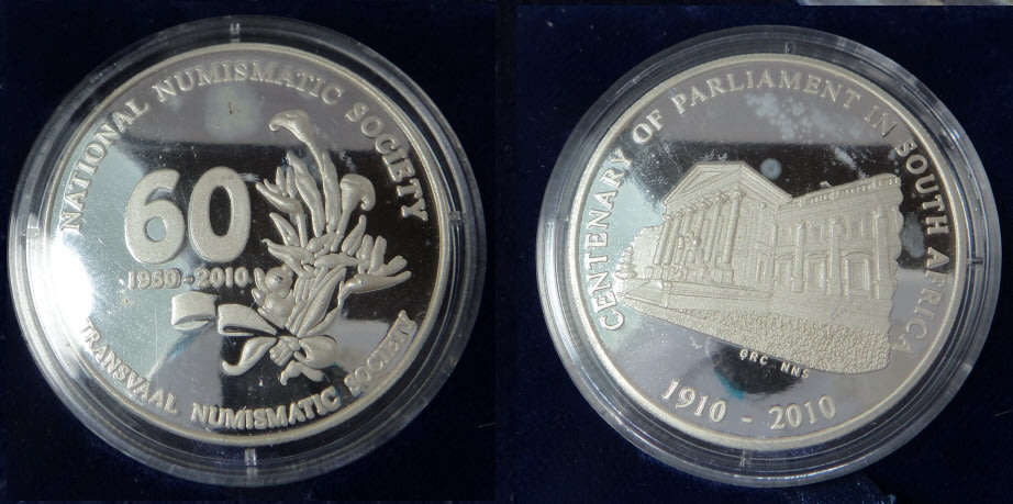 1 OZ Silver Medallion: National Numismatic Society 1960-1910 & Parliament 1910-2010