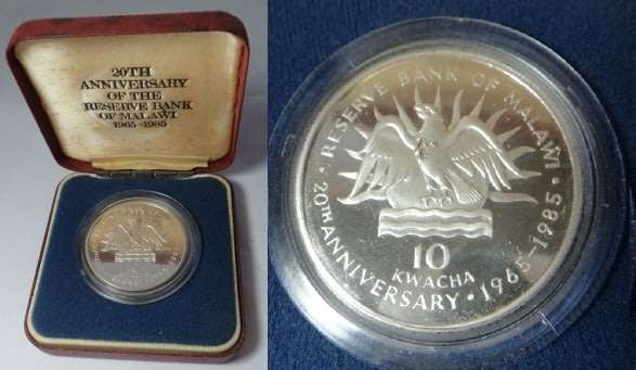 Reserve Bank of Malawi : 925 Sterling Silver Proof 10 Kwacha (1965-1985)