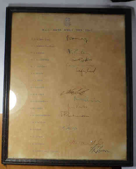 M.C.C. South African Tour 1956-57: Signatures of Players and Manager