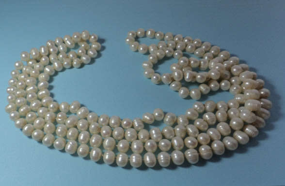Opera Length String of Fresh Water semi-round 8 mm Pearls