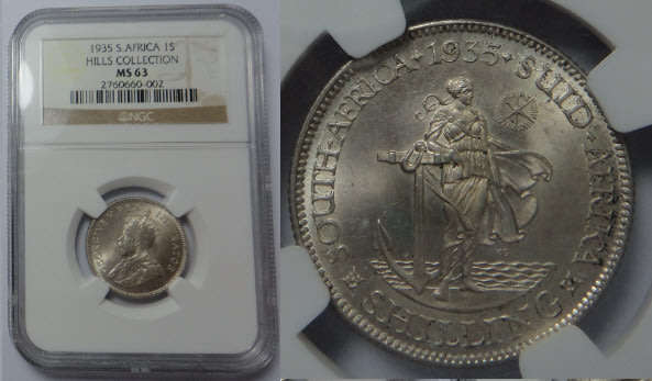 Union of South Africa: Shilling (1/-) of 1935: NGC graded MS 63