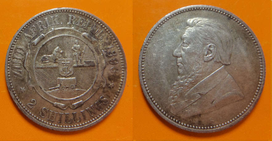 World SILVER Florin-Size Coins: ZAR: Two-Shillings of 1896