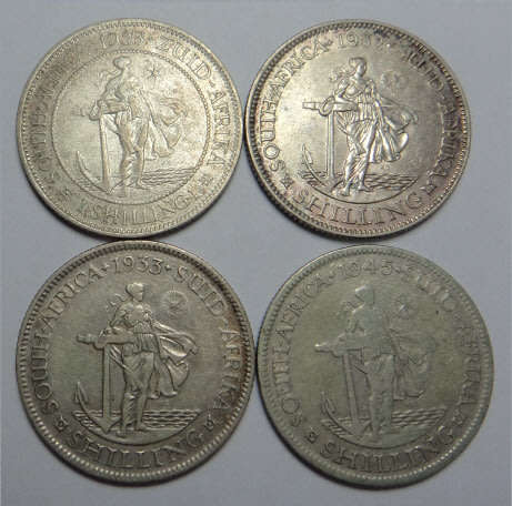 Union of South Africa: Shilling Collection (1923, 1932, 1933 & 1945)