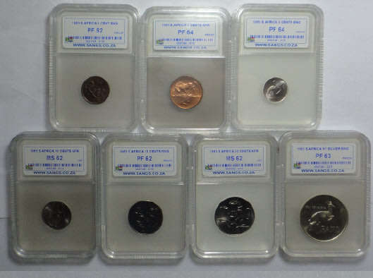 Republic of South Africa: Sangs graded Proof Set of 1965 (First  2nd Decimal Set)