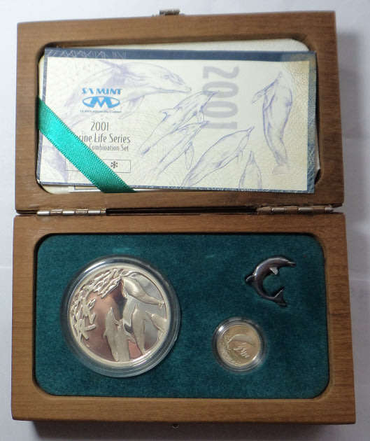 Republic of South Africa: Silver Tickey & Crown Twin Set of 2001 (Dolphins)