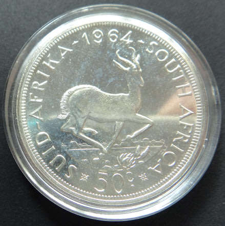 Republic of South Africa: Proof Silver Crown (50c) of 1964