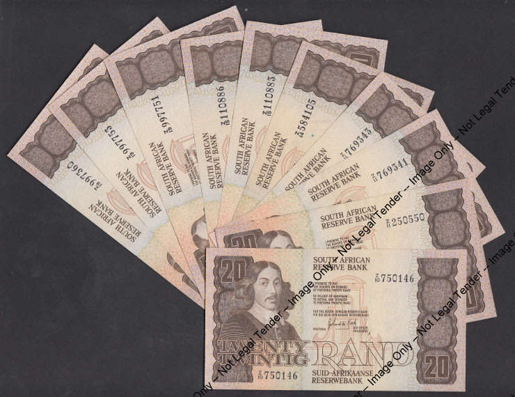 RSA : Gerhard de Kock R20: Z10, Z11, Z14, Z15 & Z19 replacement notes (10 notes)