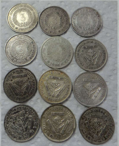 Union of South Africa: King George V Tickey (3d) Collection (1923-1936)