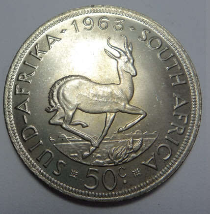 Republic of South Africa: Silver 50c Crown of 1963