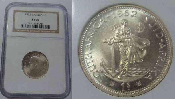 Union of South Africa: Shilling (1/-) of 1952: NGC graded PF 66