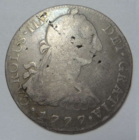 World SILVER CROWN-size Coins: Spain (Carolus III) 8-Reales of 1777