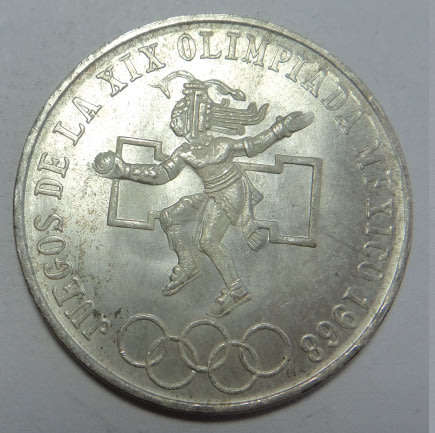 World SILVER CROWN-size Coins: Mexico (Olympic Games), 25-Pesos of 1968