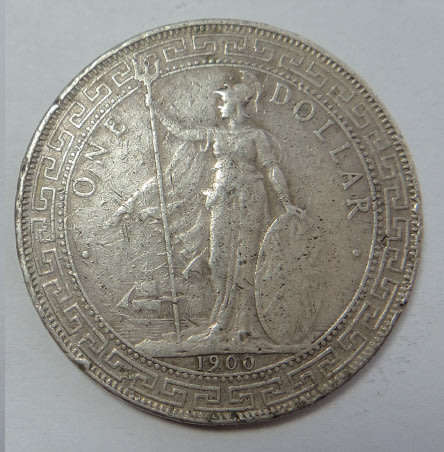 World SILVER CROWN-size Coins: Great Britain Trade Dollar of 1900 (B)