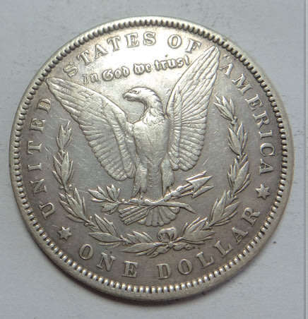 World SILVER CROWN-size Coins: USA Morgan Dollar of 1881 (Philadelphia)