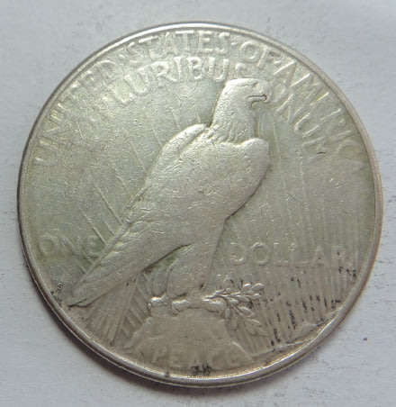 World SILVER CROWN-size Coins: USA Peace Dollar of 1923 (San Francisco)