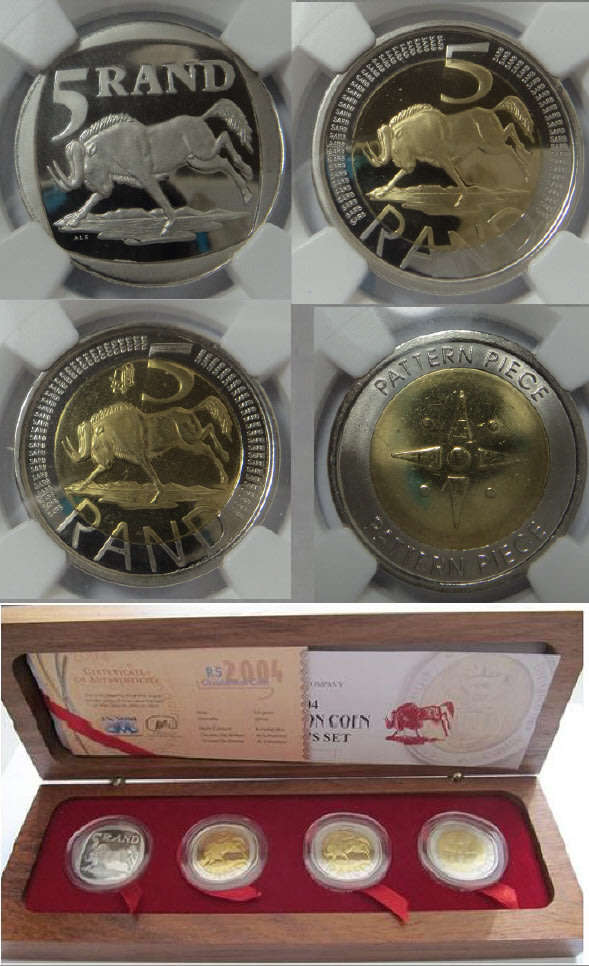 Republic of South Africa: RARE R5 Coin Pattern & Set : Mintage only 50 (NGC Graded)