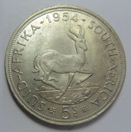 Union of South Africa: Silver Crown (5/-) of 1954