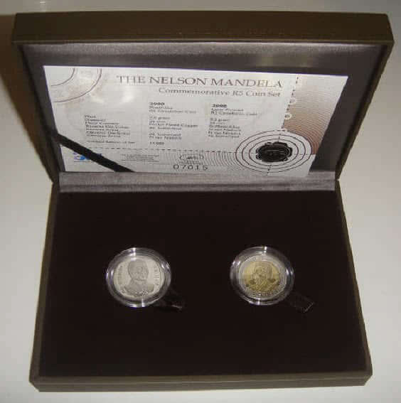 Republic of South Africa: R5 Mandela Set : Proof-like (2000) and Lazer Frosted (2008)