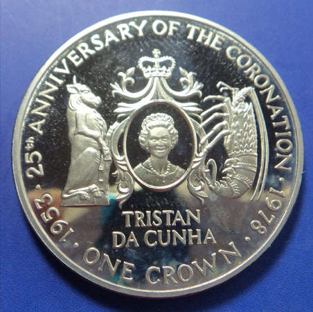Tristan du Cunha Sterling Silver Crown (Proof): Coronation Anniversary 1953-1978