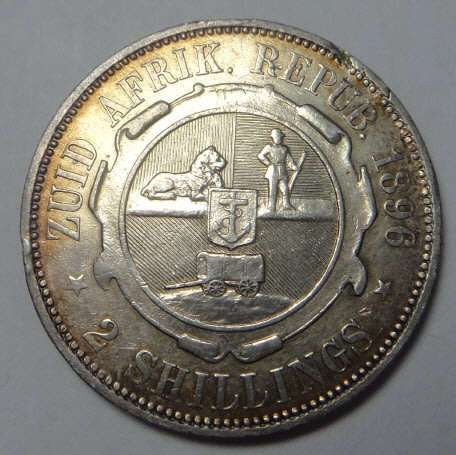 Paul Kruger ZAR: Two-Shillings (2/-)  of 1896 (Lustrous High Grade)