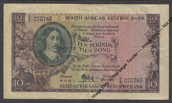 Union of South Africa: TEN POUNDS (D4) Pretoria 19.11.1958