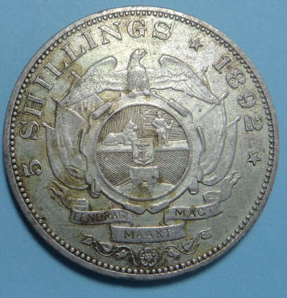Paul Kruger ZAR Crown (Double Shaft 5-Shillings) of 1892