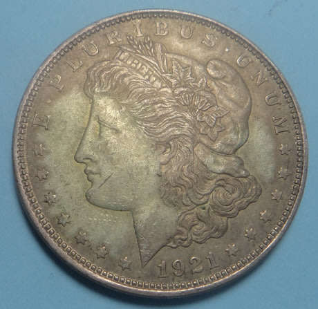 United States: Silver Morgan Dollar of 1921 (Philadelphia Mint)