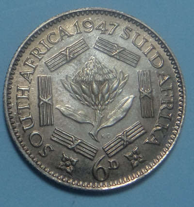 Union of South Africa: PROOF Sixpence (6d) of 1947